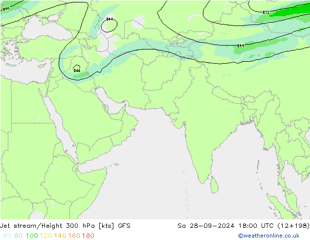 Corrente a getto GFS sab 28.09.2024 18 UTC