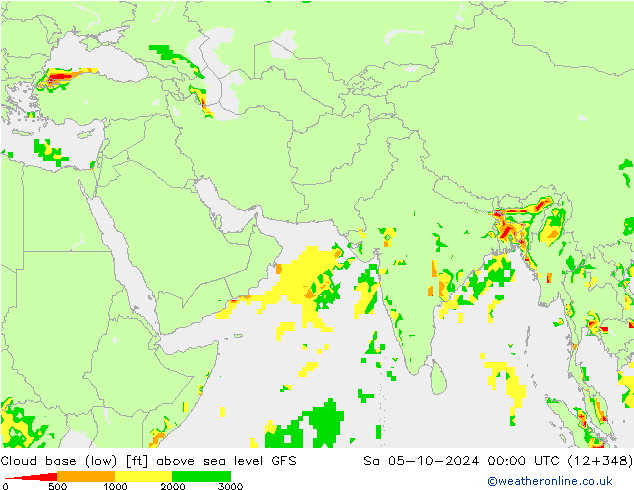 Cloud base (low) GFS Sáb 05.10.2024 00 UTC