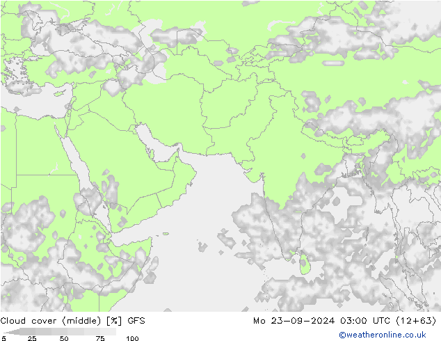 Cloud cover (middle) GFS Mo 23.09.2024 03 UTC