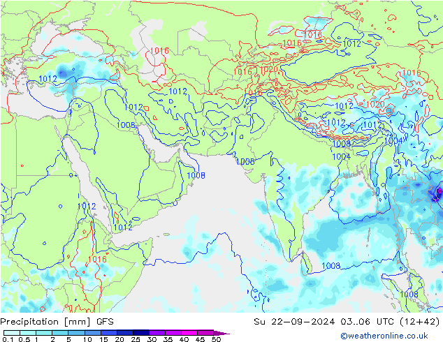 Srážky GFS Ne 22.09.2024 06 UTC