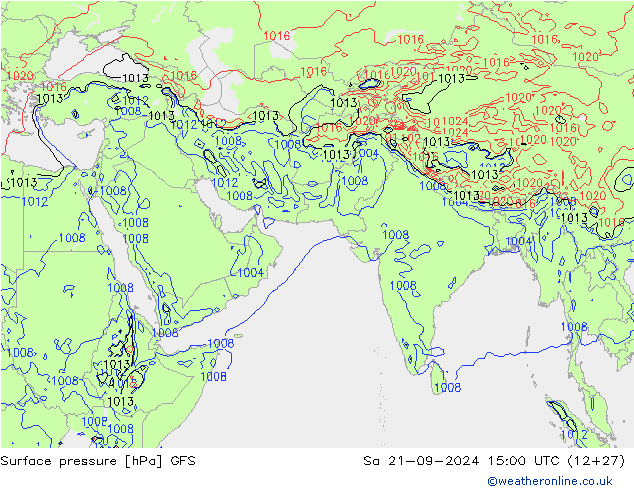 Luchtdruk (Grond) GFS za 21.09.2024 15 UTC