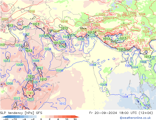 Tendenza di Pressione GFS ven 20.09.2024 18 UTC