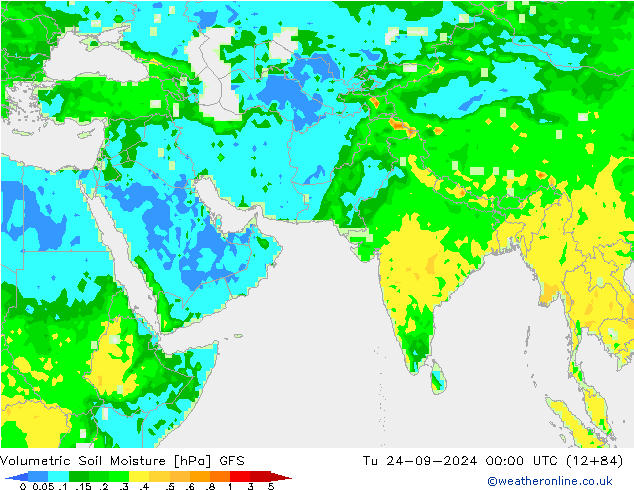 Volumetric Soil Moisture GFS  24.09.2024 00 UTC