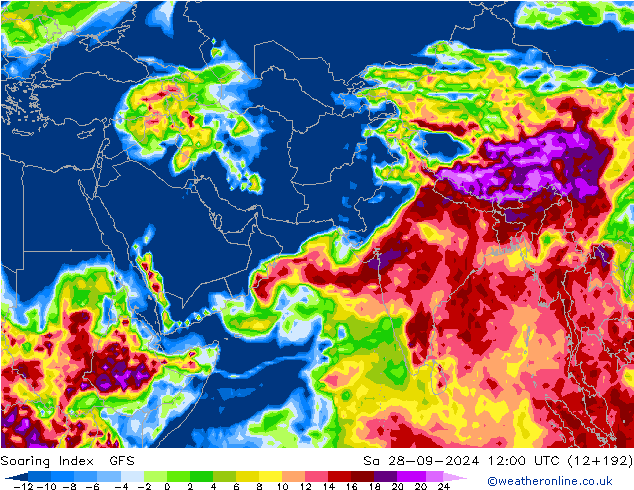 Soaring Index GFS сб 28.09.2024 12 UTC