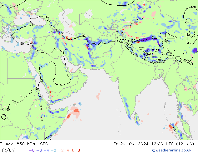 T-Adv. 850 hPa GFS Fr 20.09.2024 12 UTC