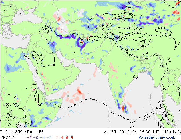 T-Adv. 850 hPa GFS We 25.09.2024 18 UTC