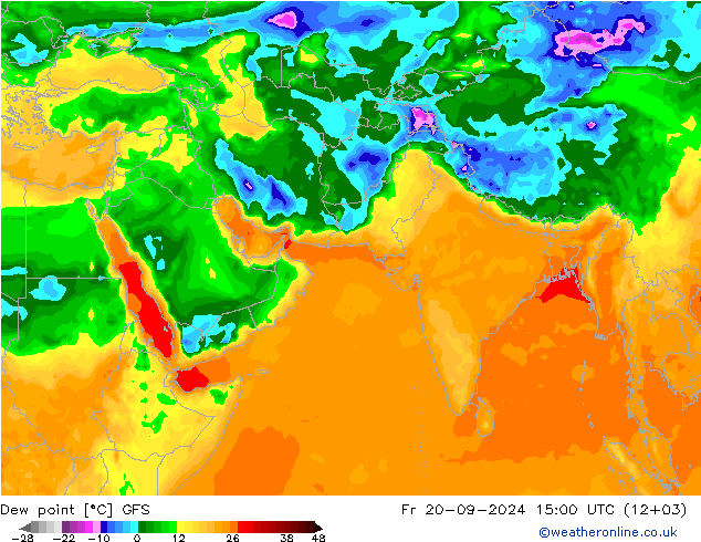 露点 GFS 星期五 20.09.2024 15 UTC