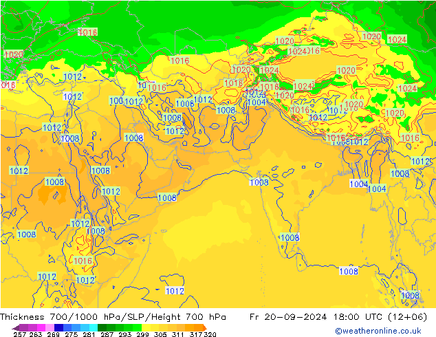 Thck 700-1000 hPa GFS Fr 20.09.2024 18 UTC