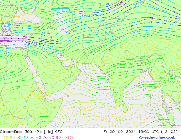 Streamlines 300 hPa GFS Fr 20.09.2024 15 UTC