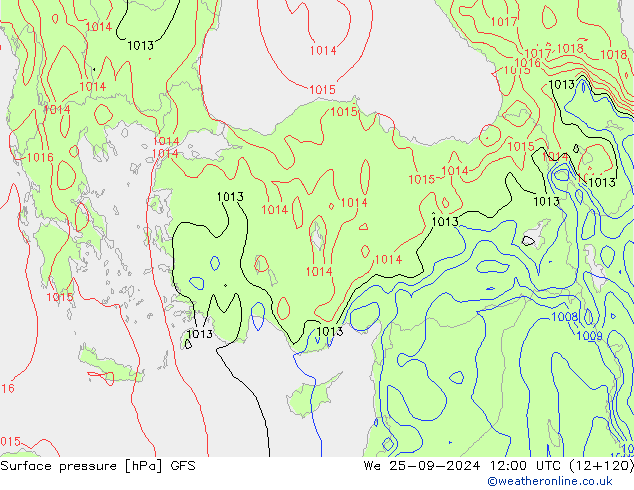 Surface pressure GFS We 25.09.2024 12 UTC