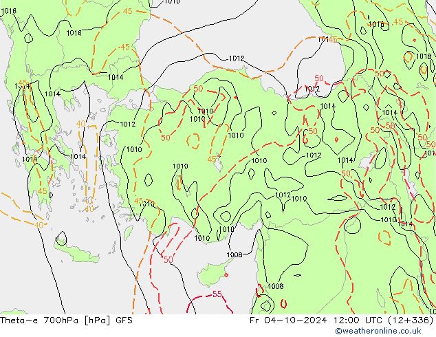 Theta-e 700hPa GFS Cu 04.10.2024 12 UTC