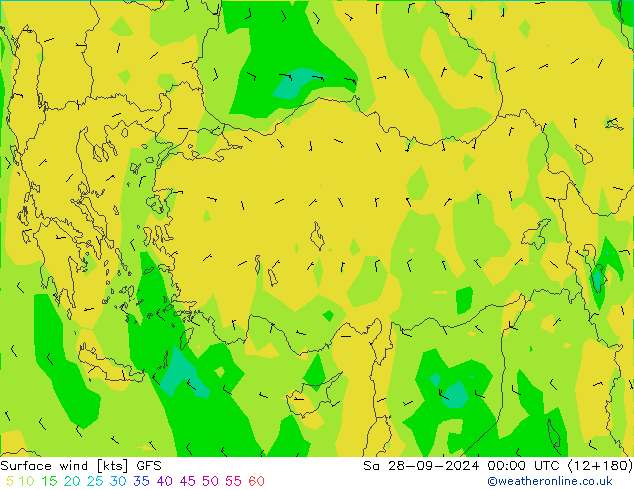 Vento 10 m GFS sab 28.09.2024 00 UTC