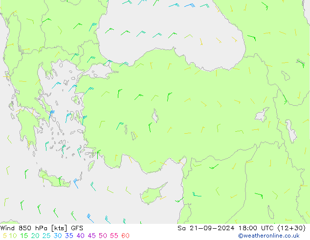 Wind 850 hPa GFS Sa 21.09.2024 18 UTC