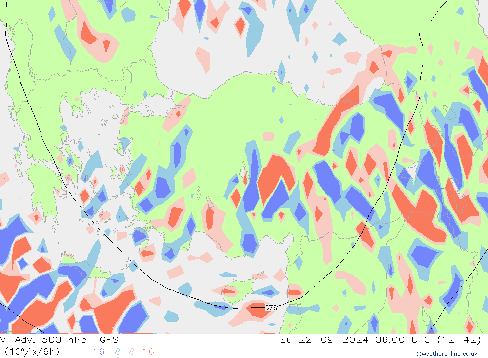 V-Adv. 500 hPa GFS Su 22.09.2024 06 UTC