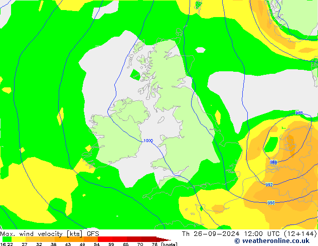 Max. wind velocity GFS jeu 26.09.2024 12 UTC