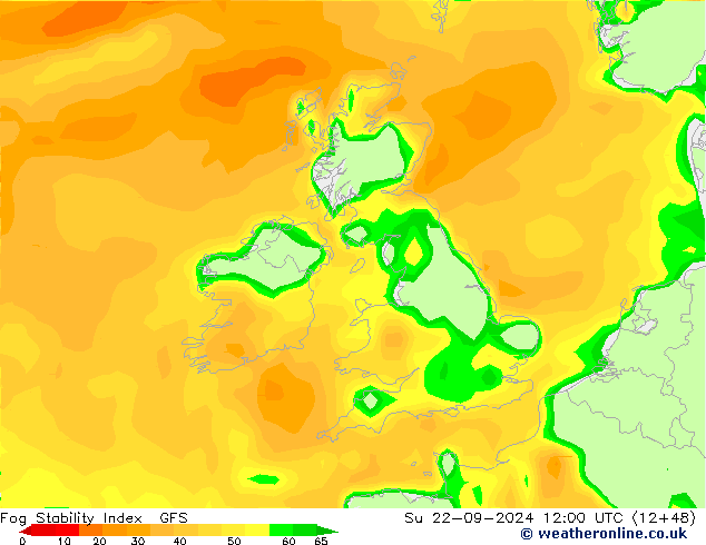 Fog Stability Index GFS Dom 22.09.2024 12 UTC