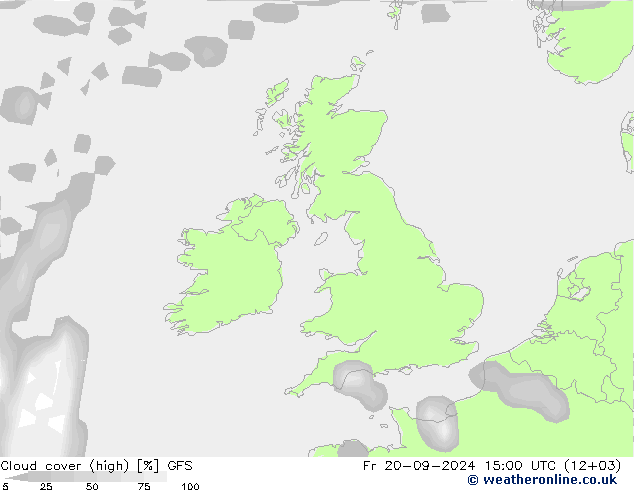 zachmurzenie (wysokie) GFS pt. 20.09.2024 15 UTC