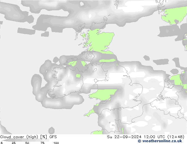 Bulutlar (yüksek) GFS Paz 22.09.2024 12 UTC