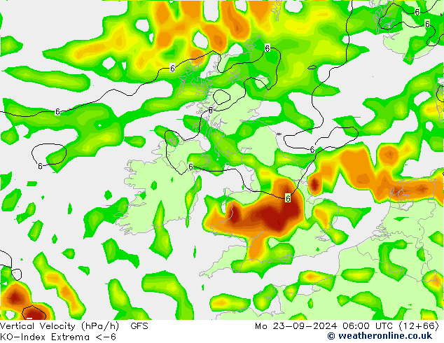 Convection-Index GFS Mo 23.09.2024 06 UTC