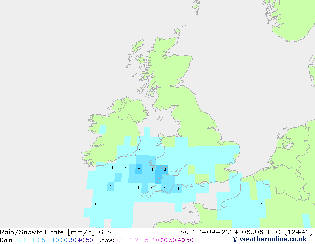 Regen/Schneefallrate GFS So 22.09.2024 06 UTC