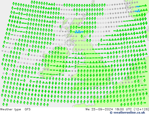 Tipo de precipitación GFS mié 25.09.2024 18 UTC