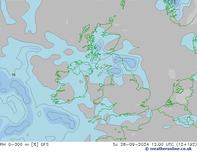 RH 0-300 m GFS Sa 28.09.2024 12 UTC