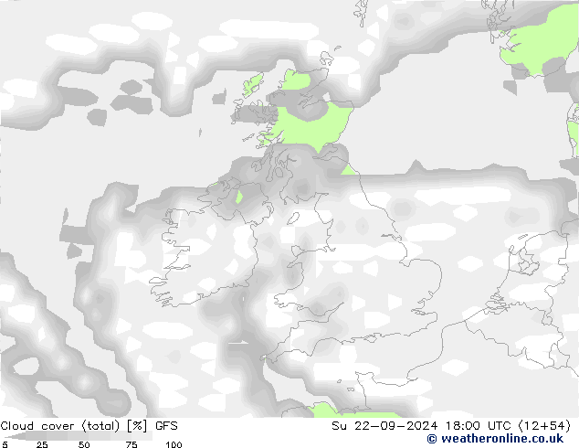 zachmurzenie (suma) GFS nie. 22.09.2024 18 UTC