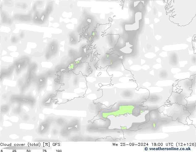 Nuages (total) GFS mer 25.09.2024 18 UTC