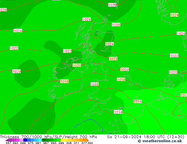 Thck 700-1000 hPa GFS Sa 21.09.2024 18 UTC