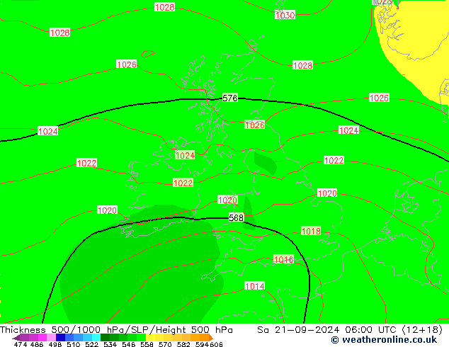 Thck 500-1000hPa GFS Sa 21.09.2024 06 UTC