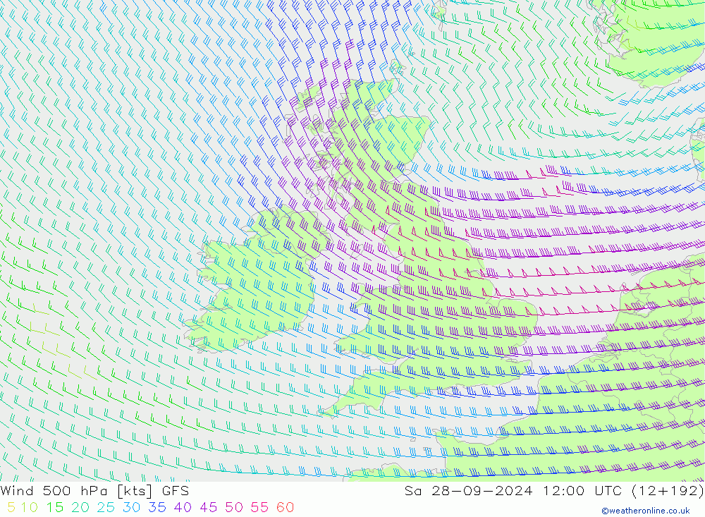 Wind 500 hPa GFS Sa 28.09.2024 12 UTC