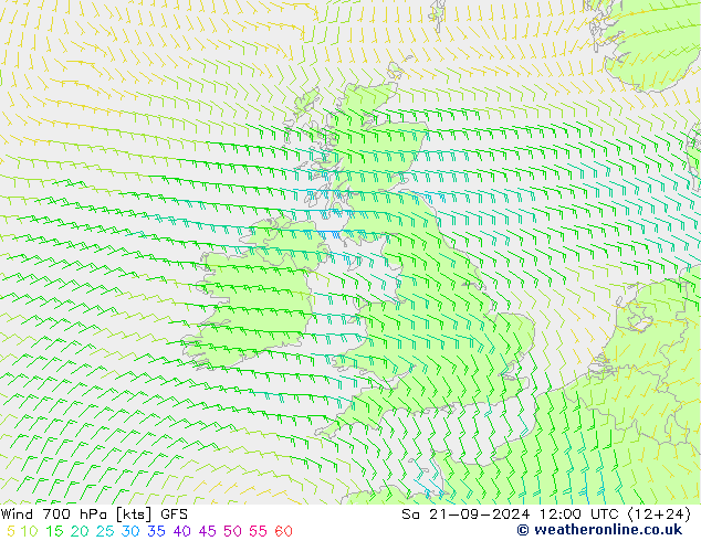 Wind 700 hPa GFS Sa 21.09.2024 12 UTC