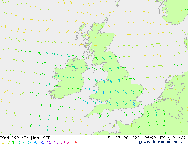 Vento 900 hPa GFS Dom 22.09.2024 06 UTC