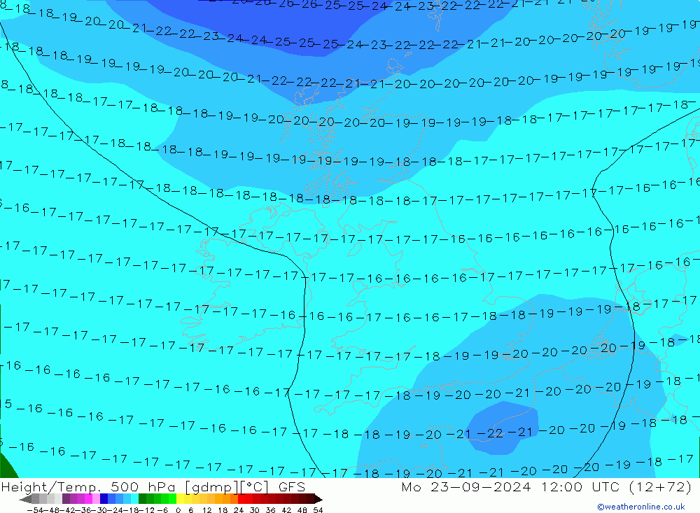 Height/Temp. 500 hPa GFS Seg 23.09.2024 12 UTC