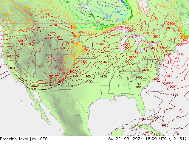 Freezing level GFS Su 22.09.2024 18 UTC