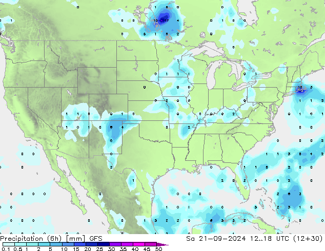 Z500/Rain (+SLP)/Z850 GFS sáb 21.09.2024 18 UTC