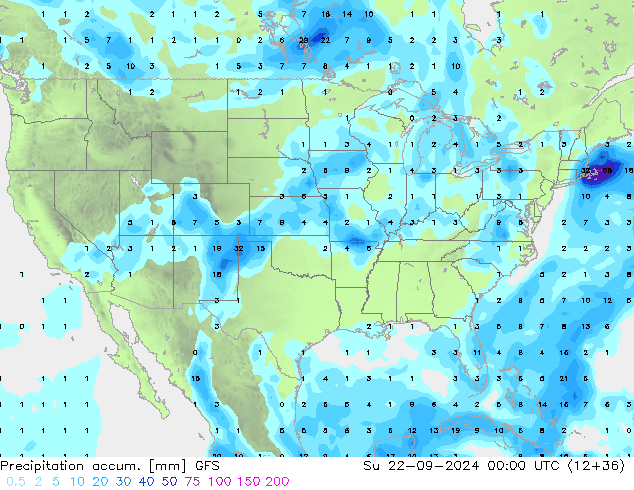 Precipitation accum. GFS Сентябрь 2024