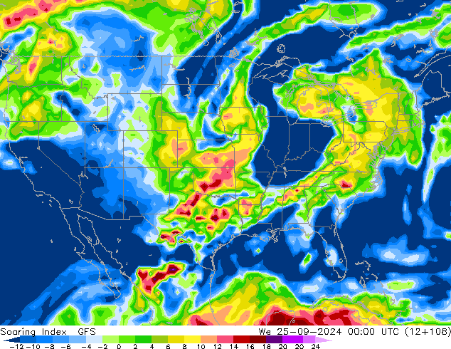 Soaring Index GFS mer 25.09.2024 00 UTC