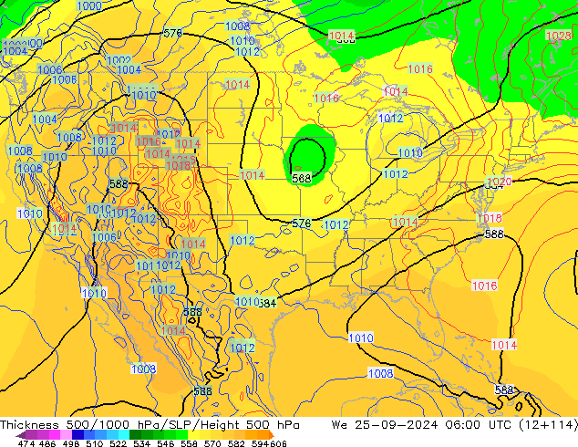 Thck 500-1000hPa GFS śro. 25.09.2024 06 UTC