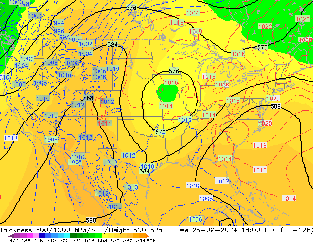 Thck 500-1000гПа GFS ср 25.09.2024 18 UTC