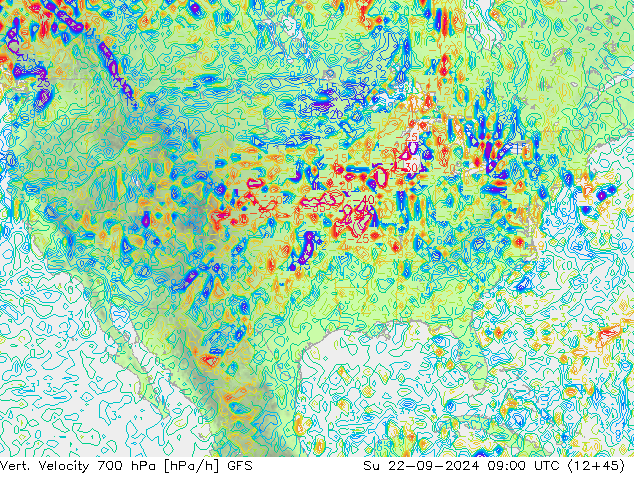 Vert. Velocity 700 hPa GFS dom 22.09.2024 09 UTC