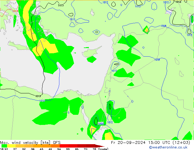 Max. wind velocity GFS ven 20.09.2024 15 UTC