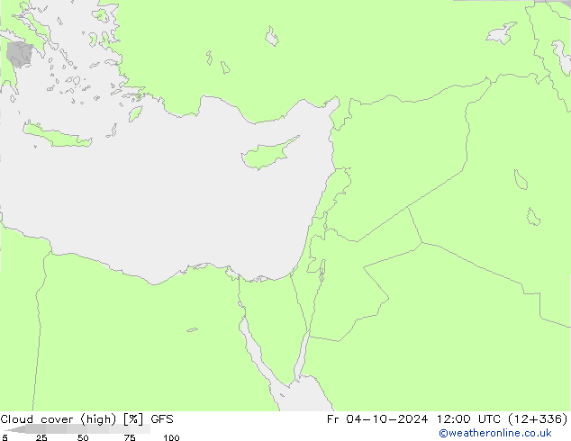 Nuages (élevé) GFS ven 04.10.2024 12 UTC