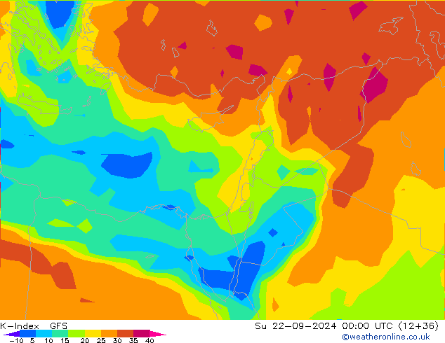 K-İndeksi GFS Paz 22.09.2024 00 UTC