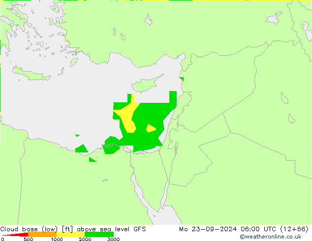 Cloud base (low) GFS pon. 23.09.2024 06 UTC