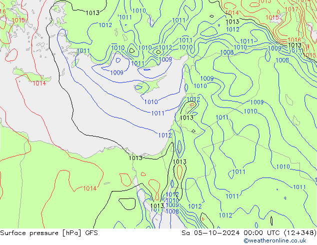 pression de l'air GFS sam 05.10.2024 00 UTC