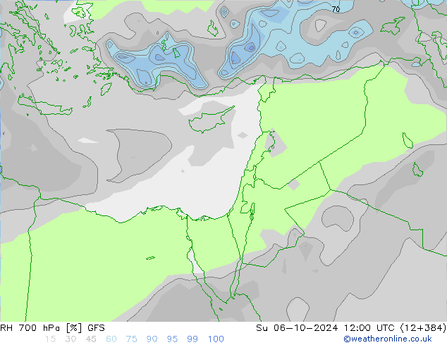 RH 700 hPa GFS Su 06.10.2024 12 UTC