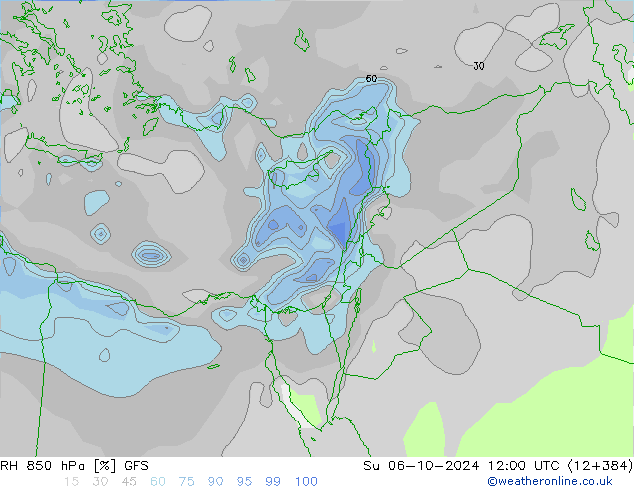 RH 850 hPa GFS Su 06.10.2024 12 UTC