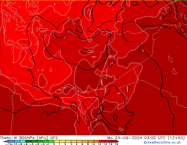 Theta-W 850hPa GFS Mo 23.09.2024 03 UTC