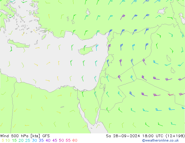 Wind 500 hPa GFS Sa 28.09.2024 18 UTC